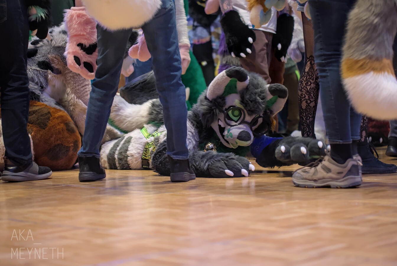 Joji being consumed by the crowd at the FCL 2025 Fursuit Games